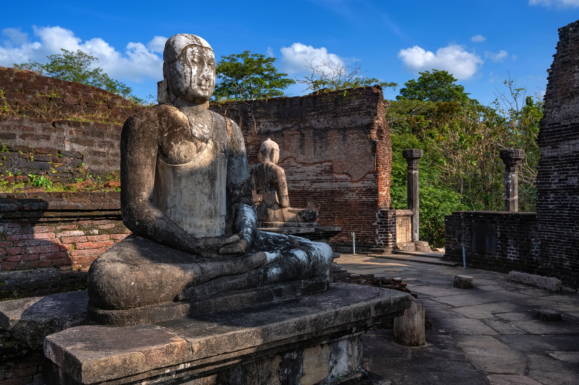 Sculpture of Buddha in Vatadage ancient ruins of Polonnaruwa former Sri Lanka capital.